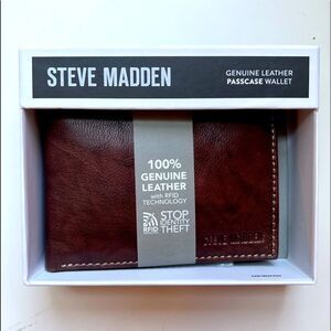 Steve Madden Brown Passcase Genuine Leather Wallet